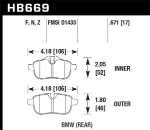 BMW Z4 Brake Pads - Rear - Hawk Performance - HP Plus - `09-`12